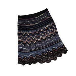M Missoni Skirt 41 swirly knit blue